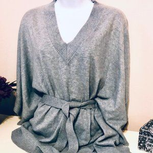 Michael Kors V-Neck Batwing Sweater in Gray